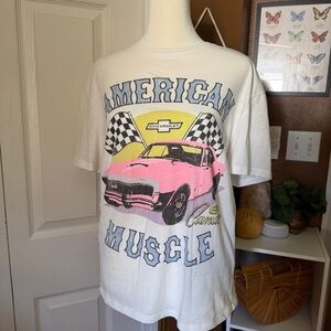 Chevrolet White Short Sleeve Tee with Pink Car Graphic